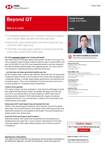 HSBC-全球投资策略-除了量化紧缩之外，风险在信贷-2022.3.7-26页
