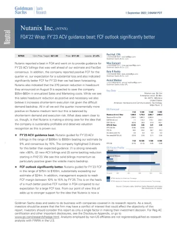 Nutanix Inc. (NTNX)_ FQ4'22 Wrap_ FY'23 ACV guidance beat; FCF outlook significantly better(1)