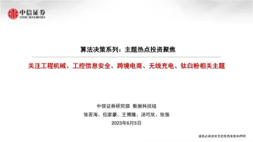 中信证券-算法决策系列:主题热点投资聚焦,关注工程机械、工控信息安全、跨境电商、无线充电、钛白粉相关主题-230605
