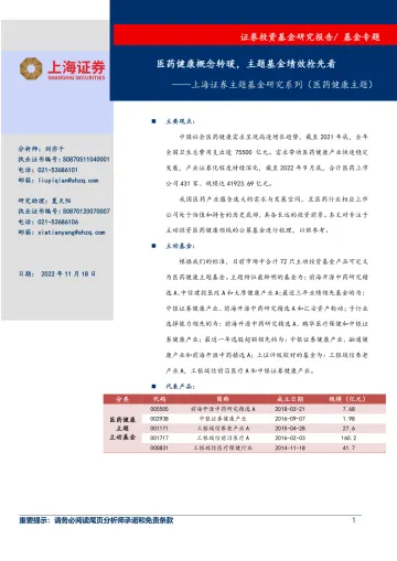 主题基金研究系列（医药健康主题） ：医药健康概念转暖，主题基金绩效抢先看-20221118-上海证券-18页