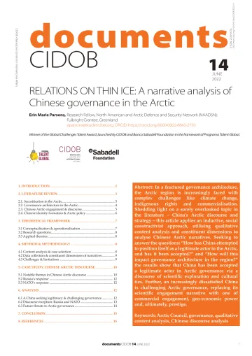 巴塞罗那国际事务研究中心-薄冰上的关系:中国在北极治理的叙事分析(英)-2022.6.14-20页