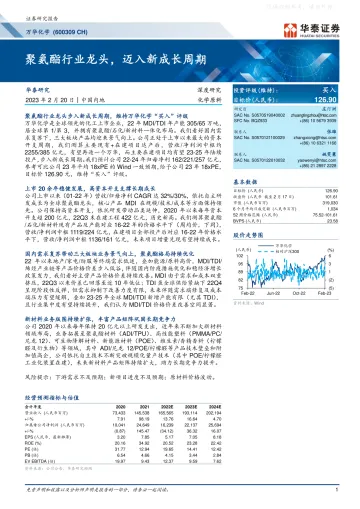 华泰证券-万华化学(600309)聚氨酯行业龙头,迈入新成长周期-230220