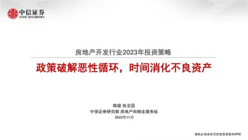 房地产开发行业2023年投资策略:政策破解恶性循环,时间消化不良资产-20221125-中信证券-50页