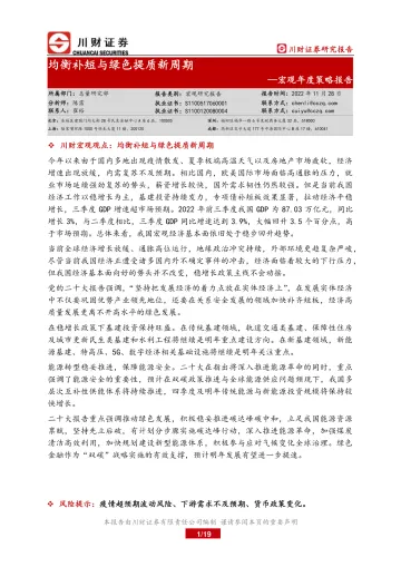 宏观年度策略报告:均衡补短与绿色提质新周期-20221128-川财证券-19页