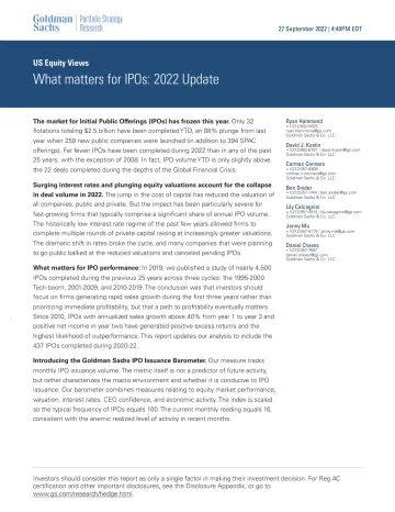 US Equity Views_ What matters for IPOs_ 2022 Update(1)