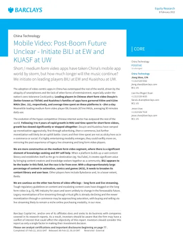 中国视频行业报告：繁荣后的未来尚不明朗（英）-巴克莱-2022.2.8-88页