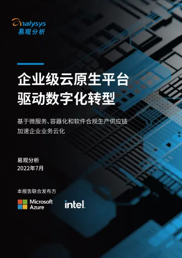 易观智库-企业级云原生平台驱动数字化转型，基于微服务、容器化和软件合规生产供应链，加速企业业务云化-2022.08-39页-WN8