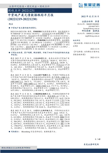 固收点评：中资地产美元债数据跟踪半月报-20221231-东吴证券-43页