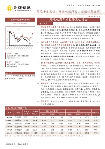 商贸零售行业跨境电商年度投资策略报告:赛道长坡厚雪,估值修复在望-20221218-财通证券-24页