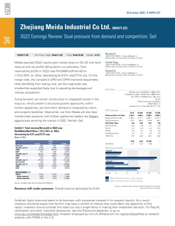 Zhejiang Meida Industrial Co Ltd. (002677.SZ)_ 3Q22 Earnings Review_ Dual-pressure from demand and competition; Sell