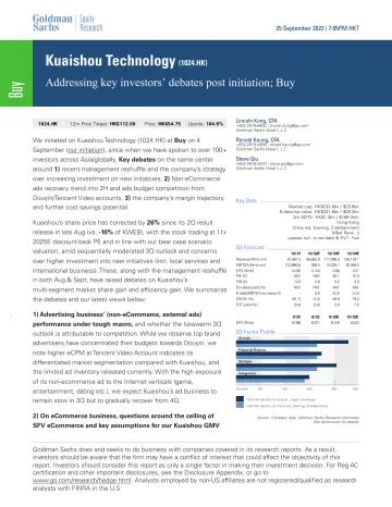 Kuaishou Technology (1024.HK)_ Addressing key investors' debates post initiation; Buy(1)