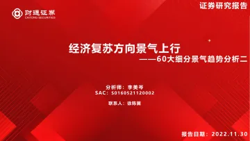 60大细分景气趋势分析二:经济复苏方向景气上行-20221130-财通证券-86页