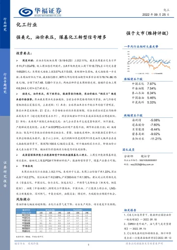 化工行业:强美元,油价承压,煤基化工转型信号增多-20220925-华福证券-18页