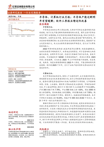 半导体、计算机行业月报:半导体产能过剩明年有望缓解;软件三季报业绩边际改善-20221114-红塔证券-20页