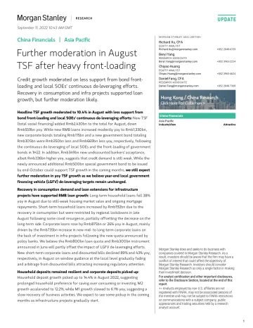 Morgan Stanley-China Financials Further moderation in August TSF after hea..