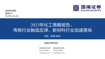 2023年化工行业策略报告:传统行业触底反弹,新材料行业加速落地-20221212-国海证券-176页