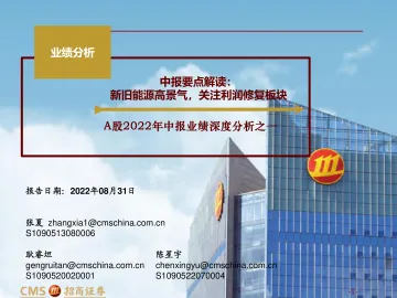 A股2022年中报业绩深度分析之一:中报要点解读,新旧能源高景气,关注利润修复板块-20220831-招商证券-33页