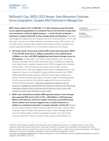 McDonald's Corp. (MCD)_ 2Q22 Review_ Sales Momentum Continues Across Geographies, Company Well-Positioned to Manage Cost Pres...(1)