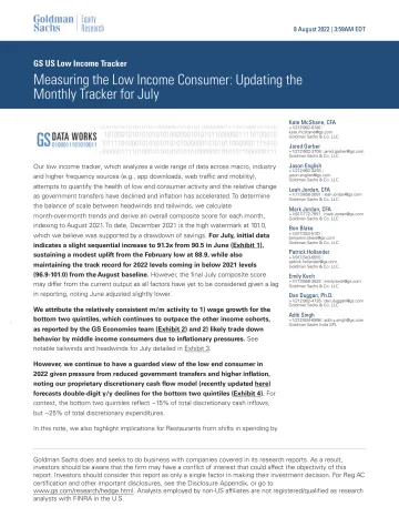 GS US Low Income Tracker_ Measuring the Low Income Consumer_ Updating the Monthly Tracker for July(1)