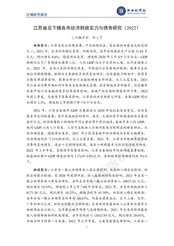 新世纪评级-江苏省及下辖各市经济财政实力与债务研究(2022)-26页