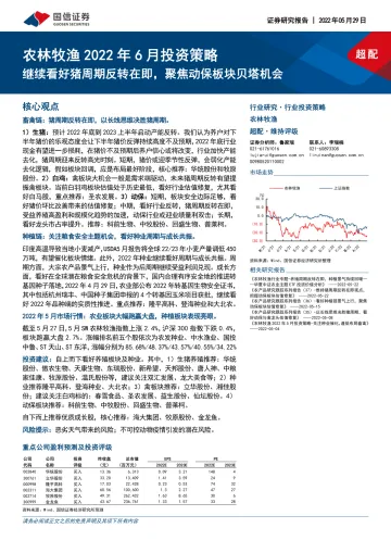 农林牧渔行业2022年6月投资策略:继续看好猪周期反转在即,聚焦动保板块贝塔机会-20220529-国信证券-30页
