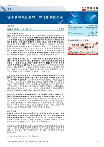 宏观年度策略:货币紧缩效应发酵,但通胀黏性尤存-20221031-华泰证券-27页