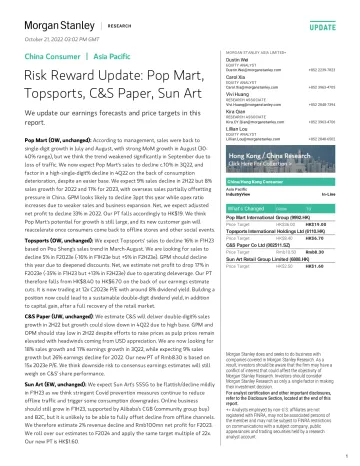 2022-10-21-9992.HK-Morgan Stanley-China Consumer Risk Reward Update Pop Mart, Topsports, CS...-98833289