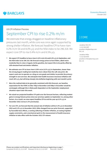 US CPI Inflation Preview