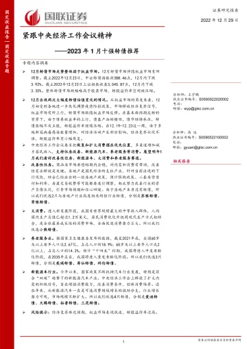 2023年1月十强转债推荐：紧跟中央经济工作会议精神-20221229-国联证券-17页