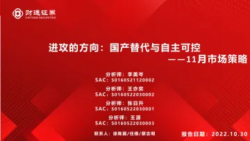 11月市场策略:进攻的方向,国产替代与自主可控-20221030-财通证券-44页