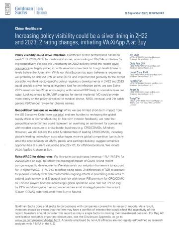 China Healthcare_ Increasing policy visibility could be a silver lining in 2H22 and 2023; 2 rating changes, initiating WuXiAp...(1)