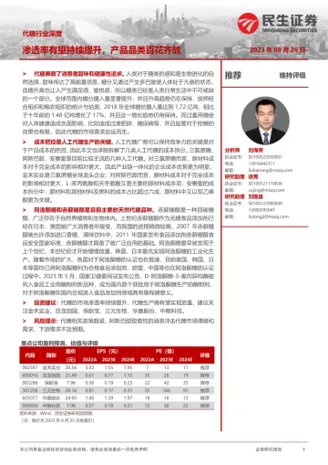 代糖行业深度:渗透率有望持续提升,产品品类百花齐放-20230826-民生证券-59页