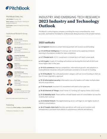 PitchBook-PitchBook分析师注释:2023年工业和技术展望(英)-2022.12-27页
