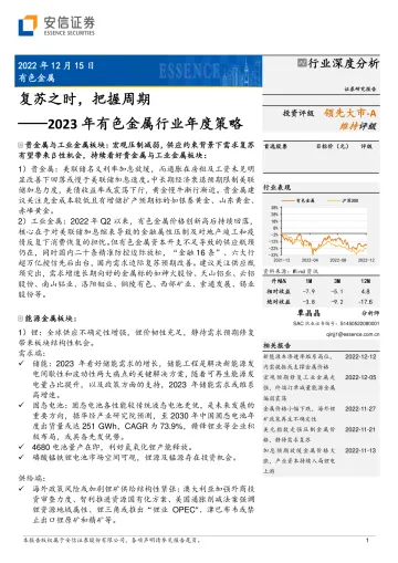 2023年有色金属行业年度策略：复苏之时，把握周期-20221215-安信证券-91页
