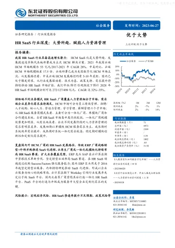 东北证券-HR+SaaS行业深度：大势所趋，赋能人力资源管理-230627