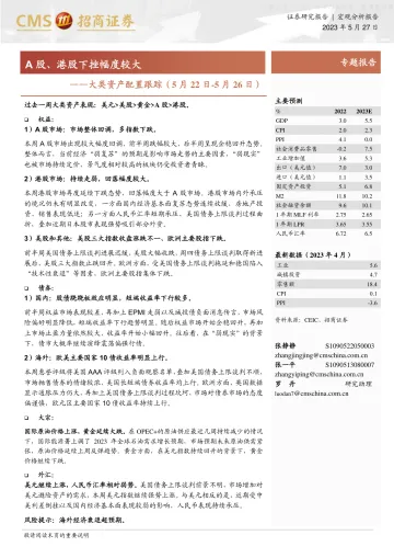 招商证券-大类资产配置跟踪:A股、港股下挫幅度较大-230527