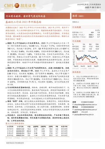 基础化工行业2023年中报总结:行业需求疲弱,看好景气度边际改善-20230903-招商证券-21页