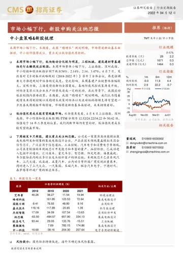 中小盘策略&新股梳理:市场小幅下行,新股申购关注纳芯微-20220412-招商证券-19页