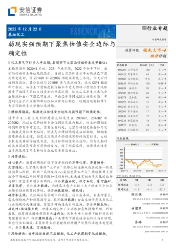 基础化工行业专题:弱现实强预期下聚焦估值安全边际与确定性-20221222-安信证券-33页