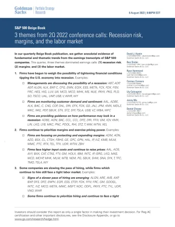 S&P 500 Beige Book_ 3 themes from 2Q 2022 conference calls_ Recession risk, margins, and the labor market(1)