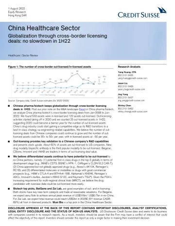 China Healthcare Sector-Globalization through cross-border licensing