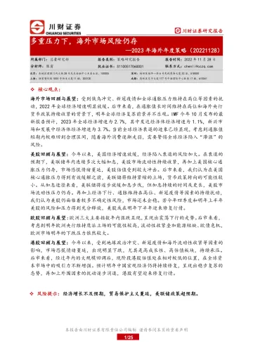 2023年海外年度策略:多重压力下,海外市场风险仍存-20221128-川财证券-25页