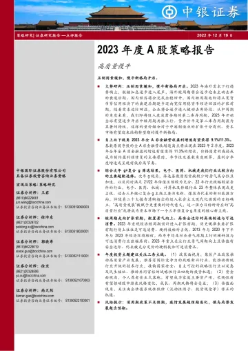 2023年度A股策略报告:高质量慢牛-20221219-中银国际-42页