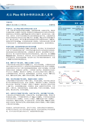 电子行业: 关注Pico销售和特斯拉机器人发布-20221005-华泰证券-21页
