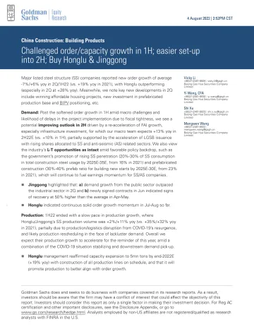 China Construction_ Building Products_ Challenged order_capacity growth in 1H; easier set-up into 2H; Buy Honglu & Jinggong(1)