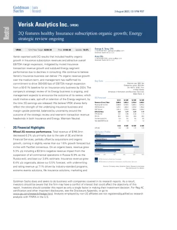 Verisk Analytics Inc. (VRSK)_ 2Q features healthy Insurance subscription organic growth; Energy strategic review ongoing(1)
