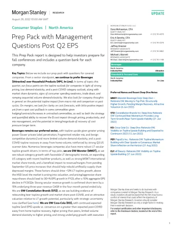 Consumer Staples Prep Pack with Management Questions Post Q.