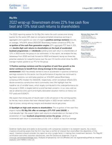 Big Oils_ 2Q22 wrap-up_ Downstream drives 22% free cash flow beat and 13% total cash returns to shareholders(1)