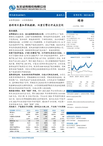 东北证券-新化股份(603867)香料项目叠加萃取提锂,双重引擎打开成长空间-230629
