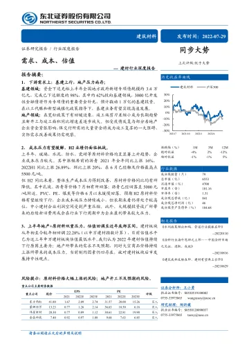 建材行业深度报告:需求、成本、估值-20220729-东北证券-37页